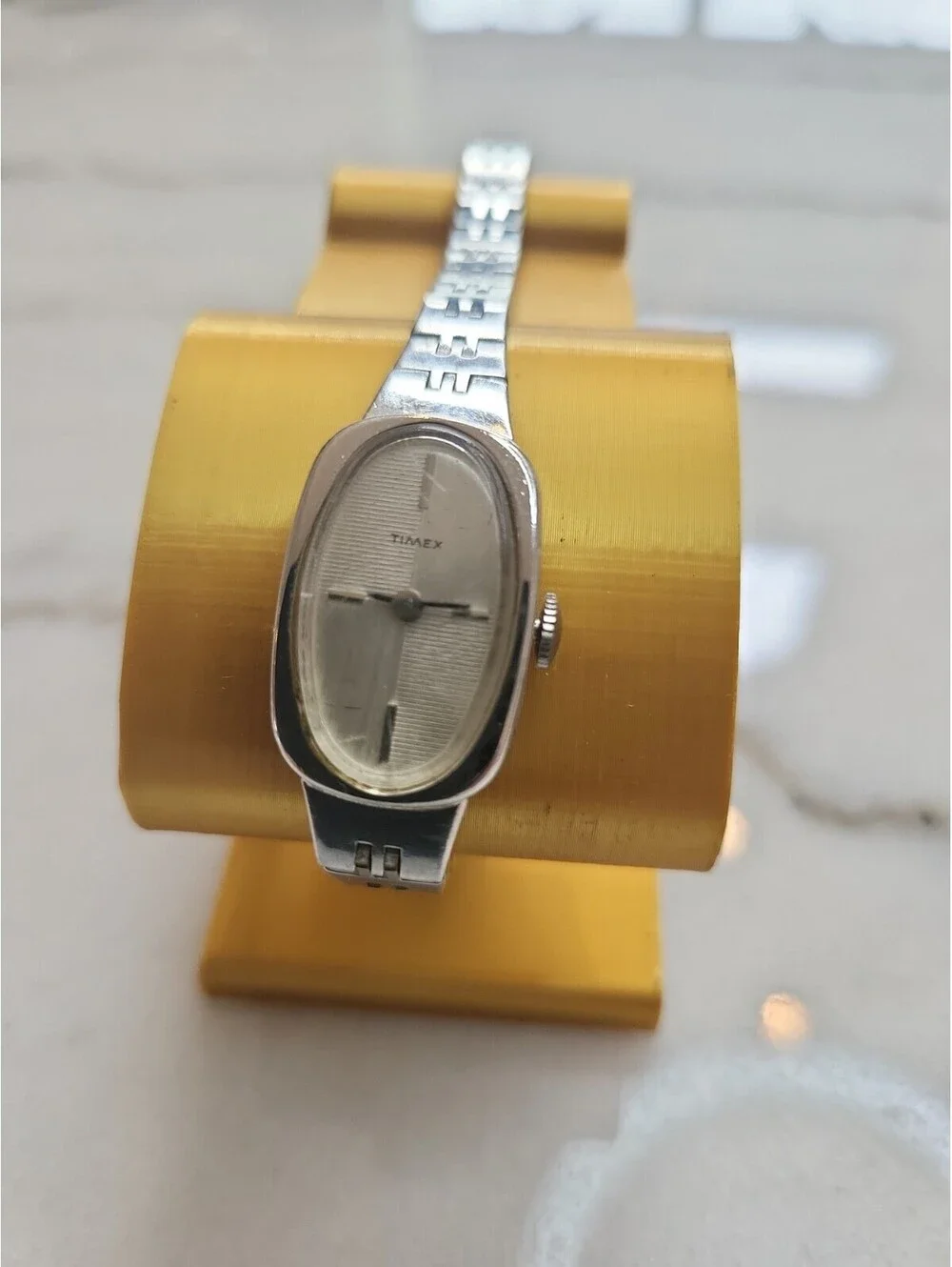 Vtg Womens Timex Watch Windup Silvertone Working Ready To Wear 7.5
